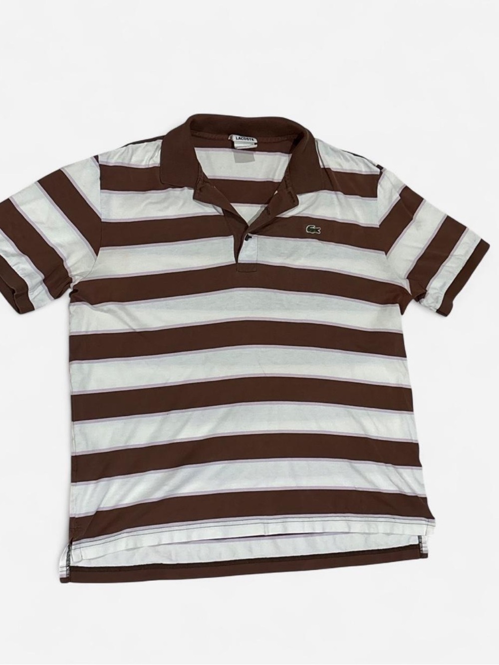 Lacoste Brown & White Striped Mens Polo